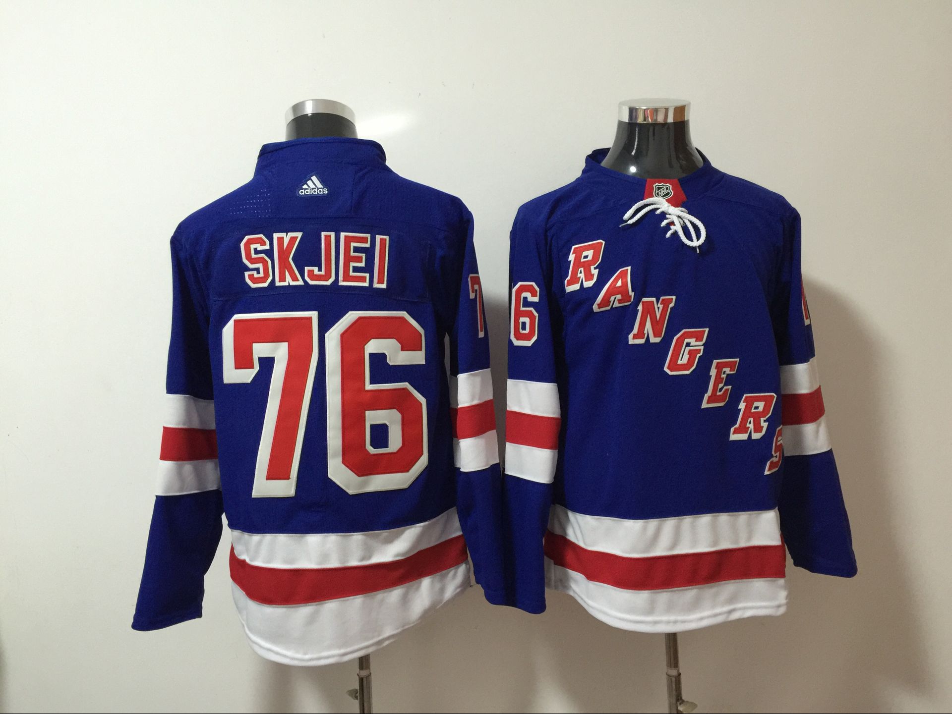 Men New York Rangers 76 Skjei Blue Hockey Stitched Adidas NHL Jerseys